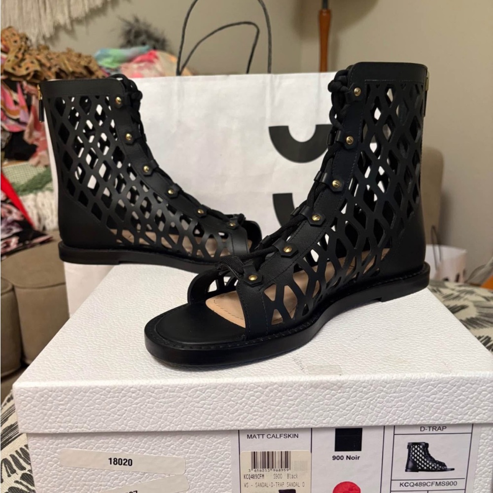 Dior Black Sandals with Intricate Cutouts